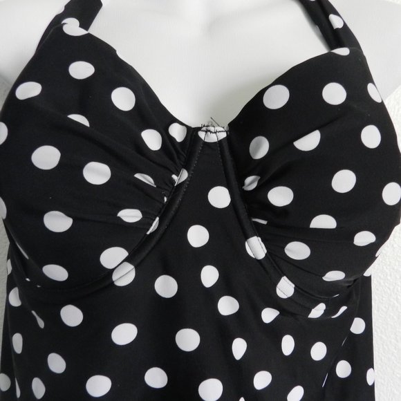 Tankini top, b/w polka dot NWT - Picture 3 of 6